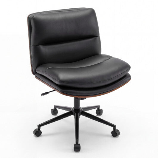 Armless Office Chair with Curved Backrest and Padded Seat-White LuxuryLifeWay Online Store