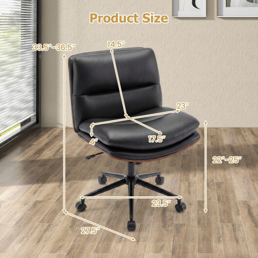Armless Office Chair with Curved Backrest and Padded Seat-White LuxuryLifeWay Online Store