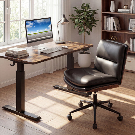 Armless Office Chair with Curved Backrest and Padded Seat-White LuxuryLifeWay Online Store