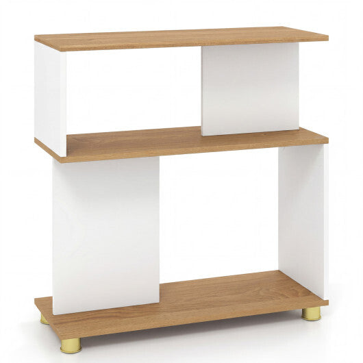 3-Tier Modern S-shaped Bookshelf with Adjustable Feet-Rustic Brown LuxuryLifeWay Online Store