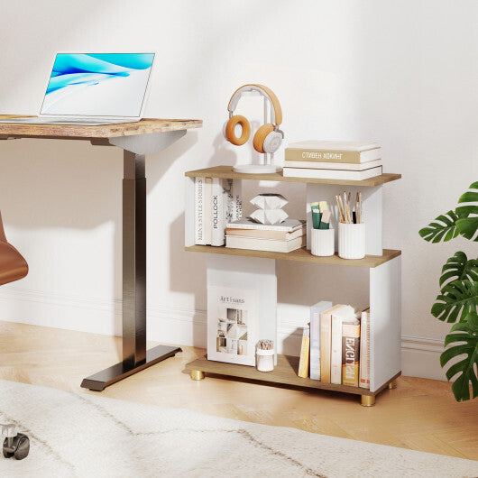 3-Tier Modern S-shaped Bookshelf with Adjustable Feet-Rustic Brown LuxuryLifeWay Online Store