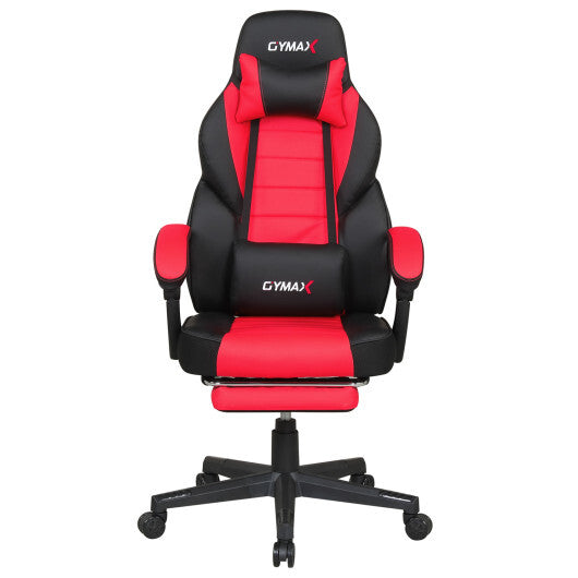 Ergonomic Video Game Chair with Headrest and Reclining Backrest-Red LuxuryLifeWay Online Store