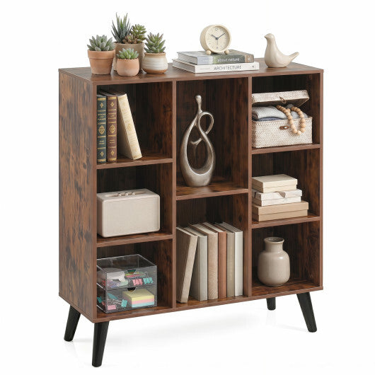 8-Cube Bookcase with Raised Support Legs for Living Room-Rustic Brown LuxuryLifeWay Online Store