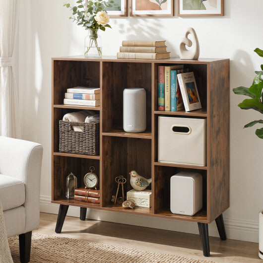 8-Cube Bookcase with Raised Support Legs for Living Room-Rustic Brown LuxuryLifeWay Online Store