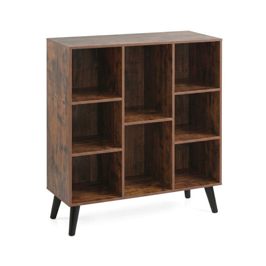 8-Cube Bookcase with Raised Support Legs for Living Room-Rustic Brown LuxuryLifeWay Online Store