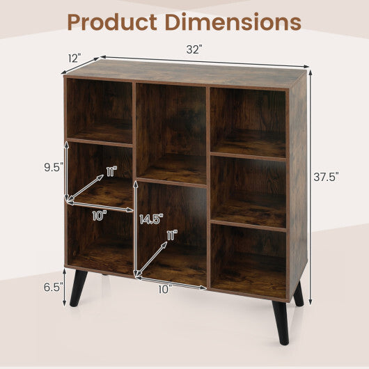 8-Cube Bookcase with Raised Support Legs for Living Room-Rustic Brown LuxuryLifeWay Online Store