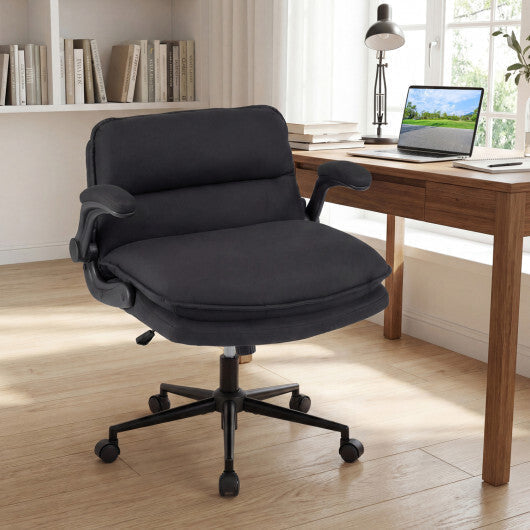 Criss Cross Chair on Wheels with Flip-up Arms Adjustable Height-Gray LuxuryLifeWay Online Store