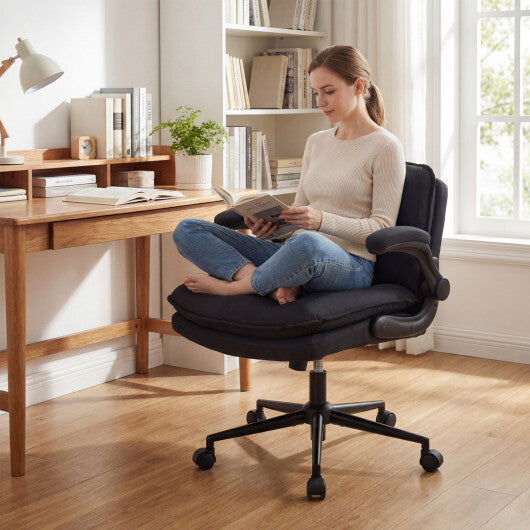 Criss Cross Chair on Wheels with Flip-up Arms Adjustable Height-Gray LuxuryLifeWay Online Store