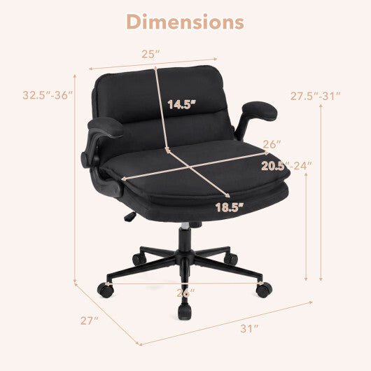Criss Cross Chair on Wheels with Flip-up Arms Adjustable Height-Gray LuxuryLifeWay Online Store