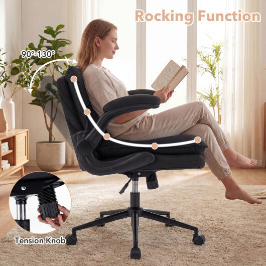 Criss Cross Chair on Wheels with Flip-up Arms Adjustable Height-Gray LuxuryLifeWay Online Store