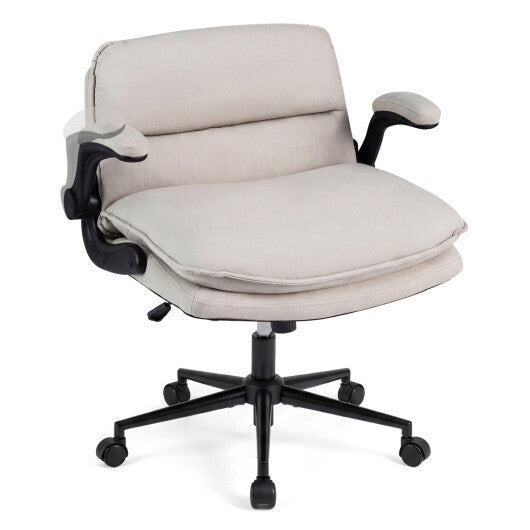 Criss Cross Chair on Wheels with Flip-up Arms Adjustable Height-Gray LuxuryLifeWay Online Store