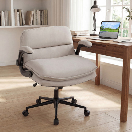 Criss Cross Chair on Wheels with Flip-up Arms Adjustable Height-Gray LuxuryLifeWay Online Store