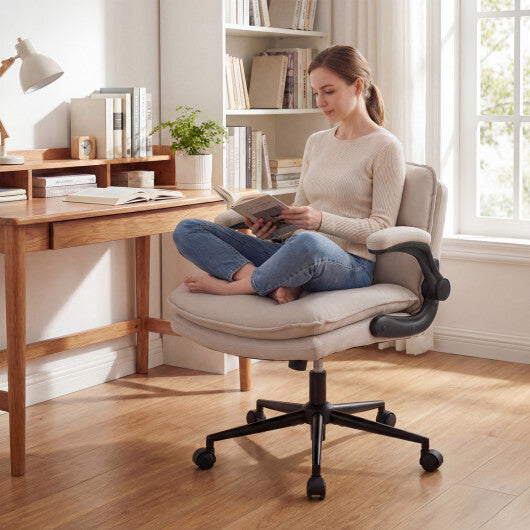 Criss Cross Chair on Wheels with Flip-up Arms Adjustable Height-Gray LuxuryLifeWay Online Store