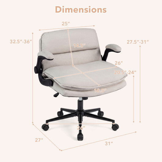 Criss Cross Chair on Wheels with Flip-up Arms Adjustable Height-Gray LuxuryLifeWay Online Store