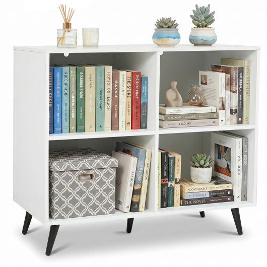 4-Cube Wooden Bookshelf Bookcase with 5 Metal Legs for Home-White LuxuryLifeWay Online Store