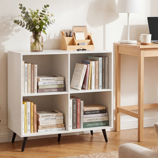 4-Cube Wooden Bookshelf Bookcase with 5 Metal Legs for Home-White LuxuryLifeWay Online Store