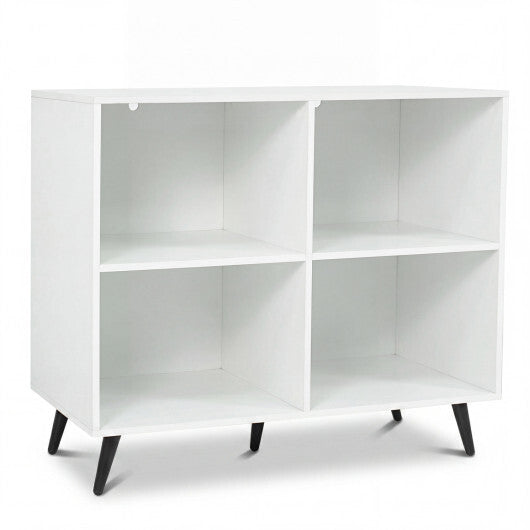 4-Cube Wooden Bookshelf Bookcase with 5 Metal Legs for Home-White LuxuryLifeWay Online Store