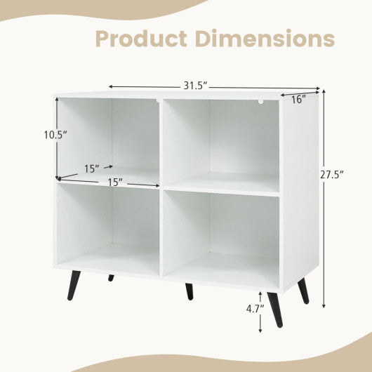 4-Cube Wooden Bookshelf Bookcase with 5 Metal Legs for Home-White LuxuryLifeWay Online Store