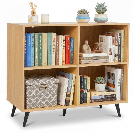 4-Cube Wooden Bookshelf Bookcase with 5 Metal Legs for Home-White LuxuryLifeWay Online Store