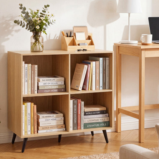 4-Cube Wooden Bookshelf Bookcase with 5 Metal Legs for Home-White LuxuryLifeWay Online Store