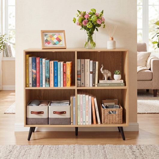 4-Cube Wooden Bookshelf Bookcase with 5 Metal Legs for Home-White LuxuryLifeWay Online Store
