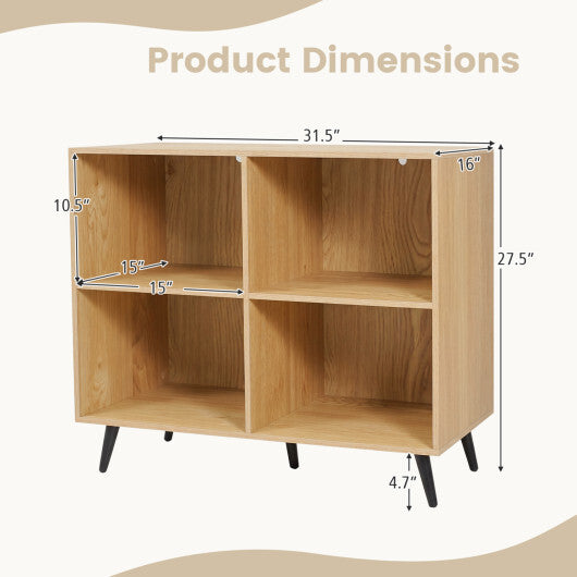 4-Cube Wooden Bookshelf Bookcase with 5 Metal Legs for Home-White LuxuryLifeWay Online Store