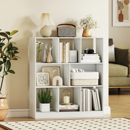 8-Cube Bookcase 3-Tier with 2-Sized Compartments and Anti-Tip Kits for Living Room-White LuxuryLifeWay Online Store
