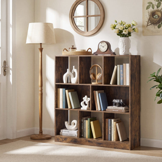 8-Cube Bookcase 3-Tier with 2-Sized Compartments and Anti-Tip Kits for Living Room-White LuxuryLifeWay Online Store
