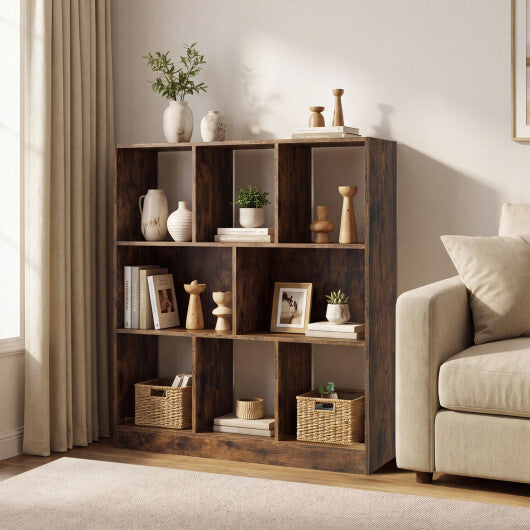 8-Cube Bookcase 3-Tier with 2-Sized Compartments and Anti-Tip Kits for Living Room-White LuxuryLifeWay Online Store