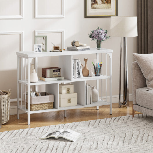 3-Tier Horizontal Cubby Bookshelf with Open Shelves-White LuxuryLifeWay Online Store