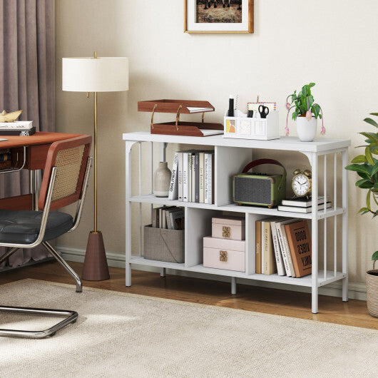 3-Tier Horizontal Cubby Bookshelf with Open Shelves-White LuxuryLifeWay Online Store