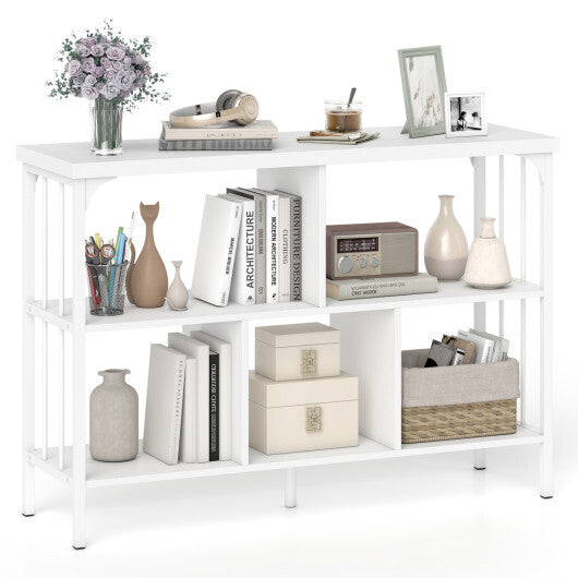 3-Tier Horizontal Cubby Bookshelf with Open Shelves-White LuxuryLifeWay Online Store