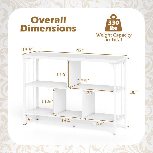3-Tier Horizontal Cubby Bookshelf with Open Shelves-White LuxuryLifeWay Online Store