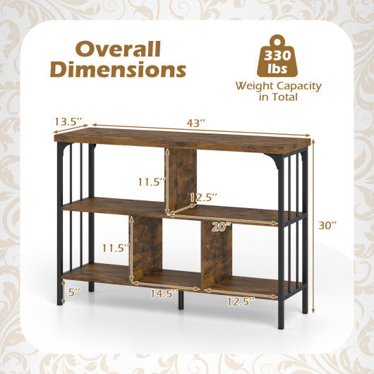 3-Tier Horizontal Cubby Bookshelf with Open Shelves-White LuxuryLifeWay Online Store
