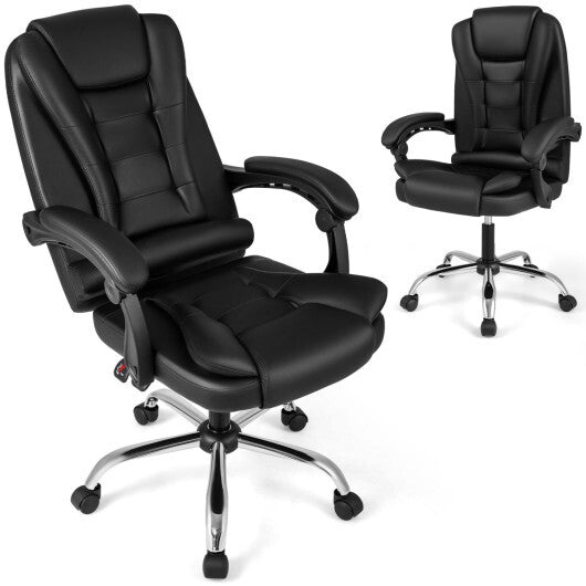 Big High Back Executive Chair with Linkage Armrests and Leather Padded Seat for Office-Black LuxuryLifeWay Online Store