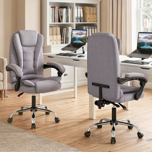 Big High Back Executive Chair with Linkage Armrests and Leather Padded Seat for Office-Black