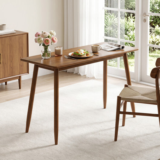Computer Desk with Rubber Wood Legs Wooden Writing Desk with Spacious Tabletop-Walnut LuxuryLifeWay Online Store