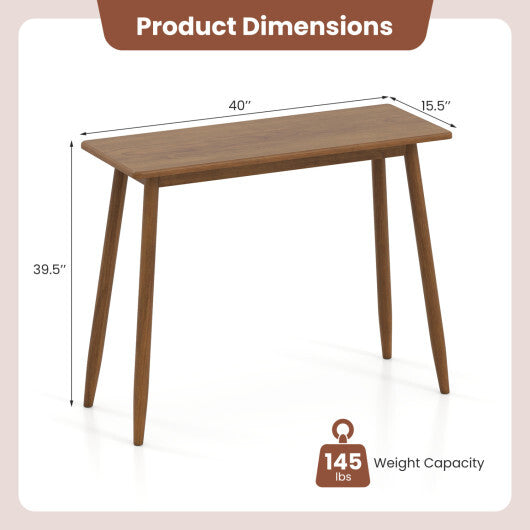 Computer Desk with Rubber Wood Legs Wooden Writing Desk with Spacious Tabletop-Walnut LuxuryLifeWay Online Store
