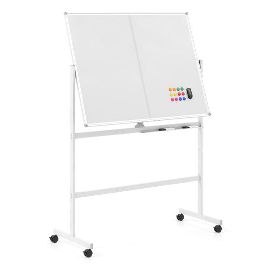 48" x 36" Double-Sided Mobile White Board with Lockable Universal Wheels for Office-White LuxuryLifeWay Online Store