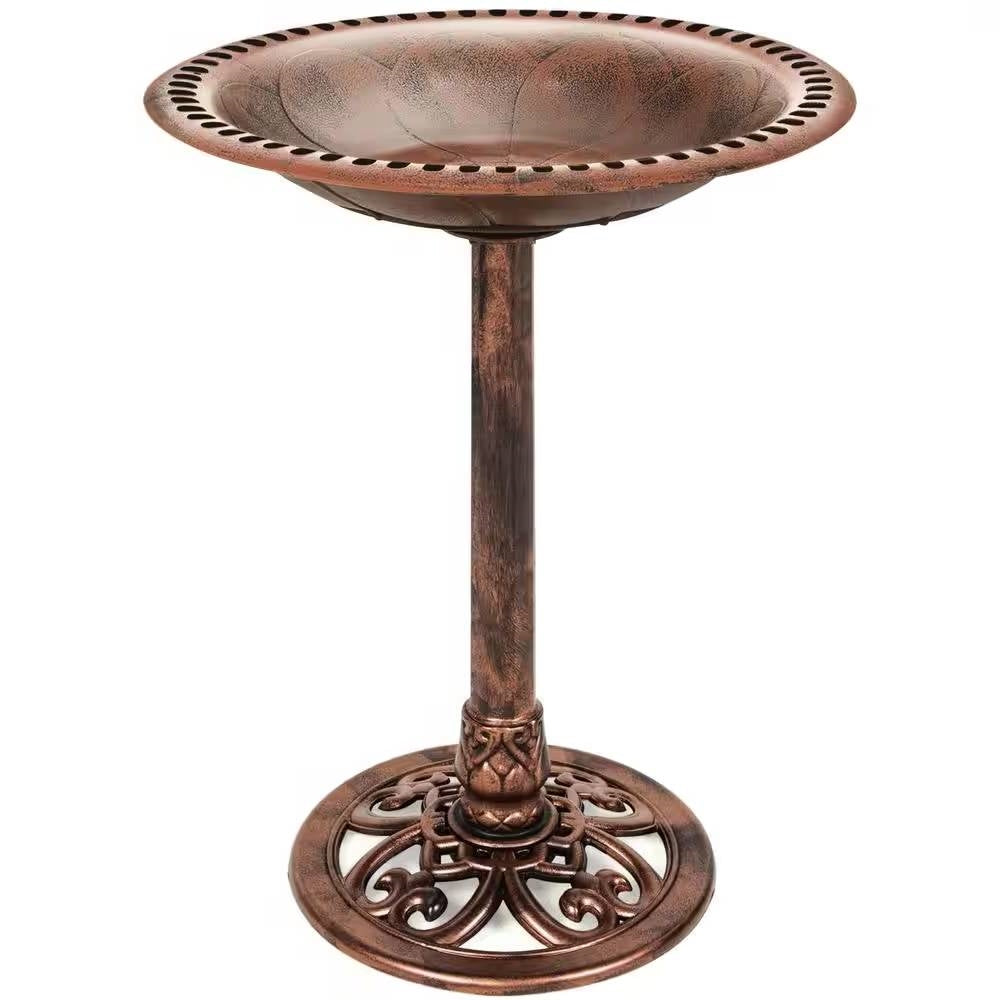 Outdoor Garden Polyresin Bird Bath in Rustic Aged Copper Brown Finish LuxuryLifeWay Online Store