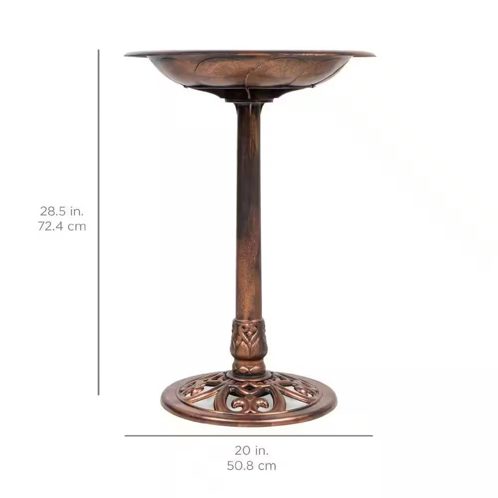 Outdoor Garden Polyresin Bird Bath in Rustic Aged Copper Brown Finish LuxuryLifeWay Online Store