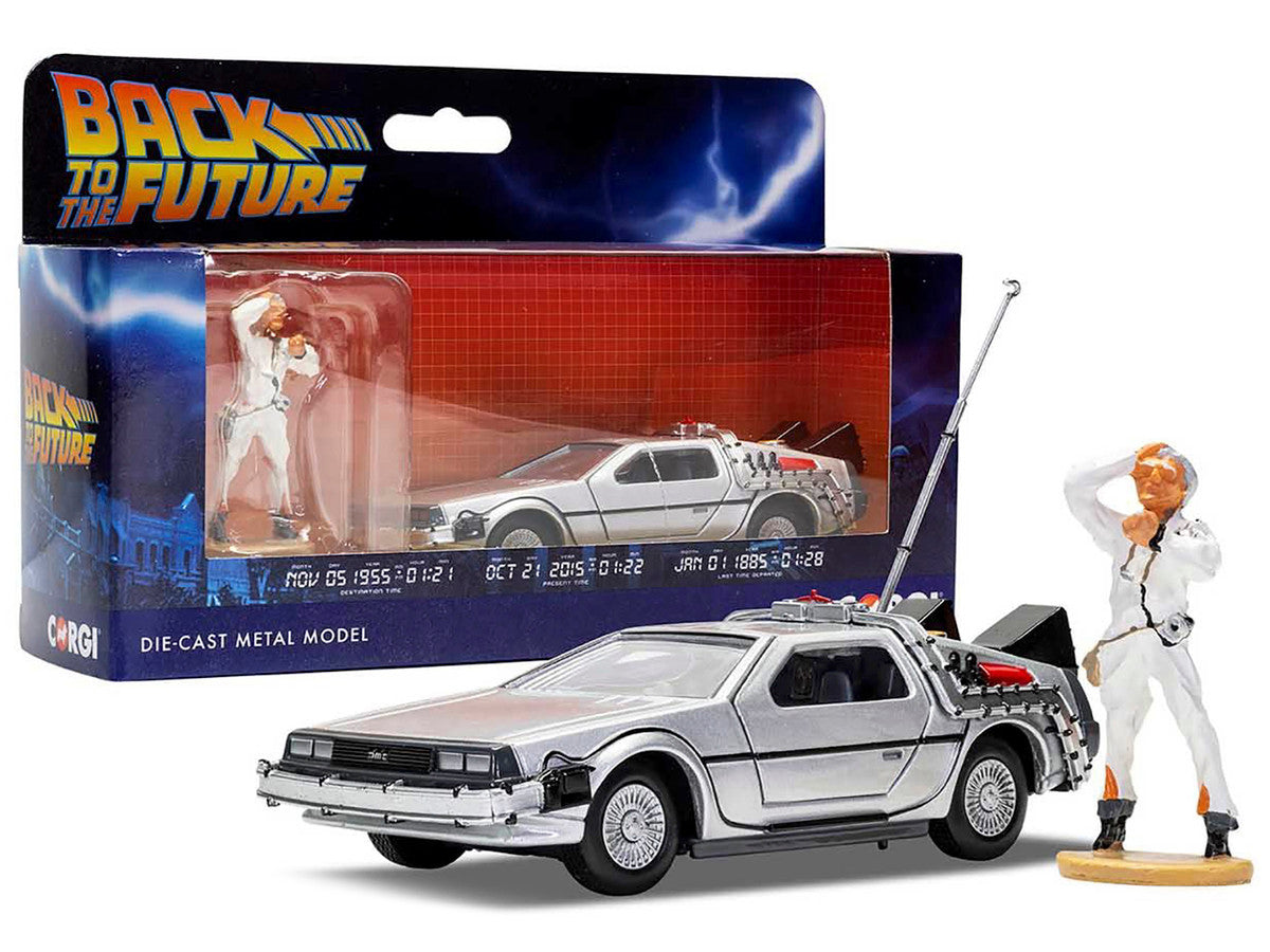 DMC DeLorean Time Machine with Doc Brown Figure "Back to the Future" (1985) Movie Diecast Model Car by Corgi LuxuryLifeWay Online Store