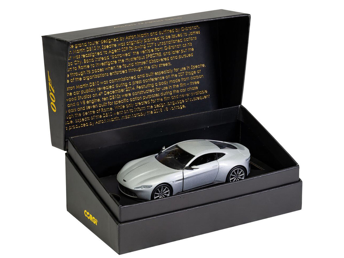 Aston Martin DB10 RHD (Right Hand Drive) Silver Metallic James Bond 007 "Spectre" (2015) Movie Diecast Model Car by Corgi LuxuryLifeWay Online Store