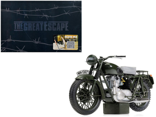 Triumph TR6 Trophy Motorcycle Dark Green (Weathered) "The Great Escape" (1963) Movie Diecast Model by Corgi LuxuryLifeWay Online Store