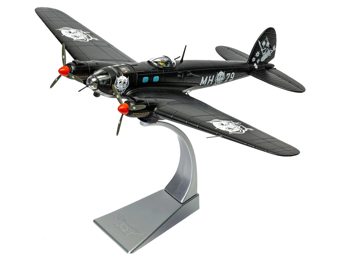 Heinkel He III Bomber Aircraft "Motorhead" Black with Graphicss 1/72 Diecast Model by Corgi LuxuryLifeWay Online Store