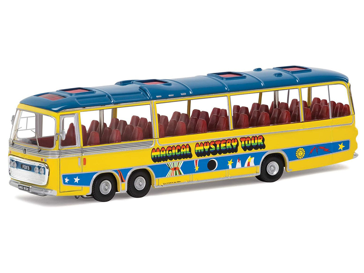 The Beatles "Magical Mystery Tour" Bus Yellow with Blue Top and Graphics Diecast Model Car by Corgi LuxuryLifeWay Online Store