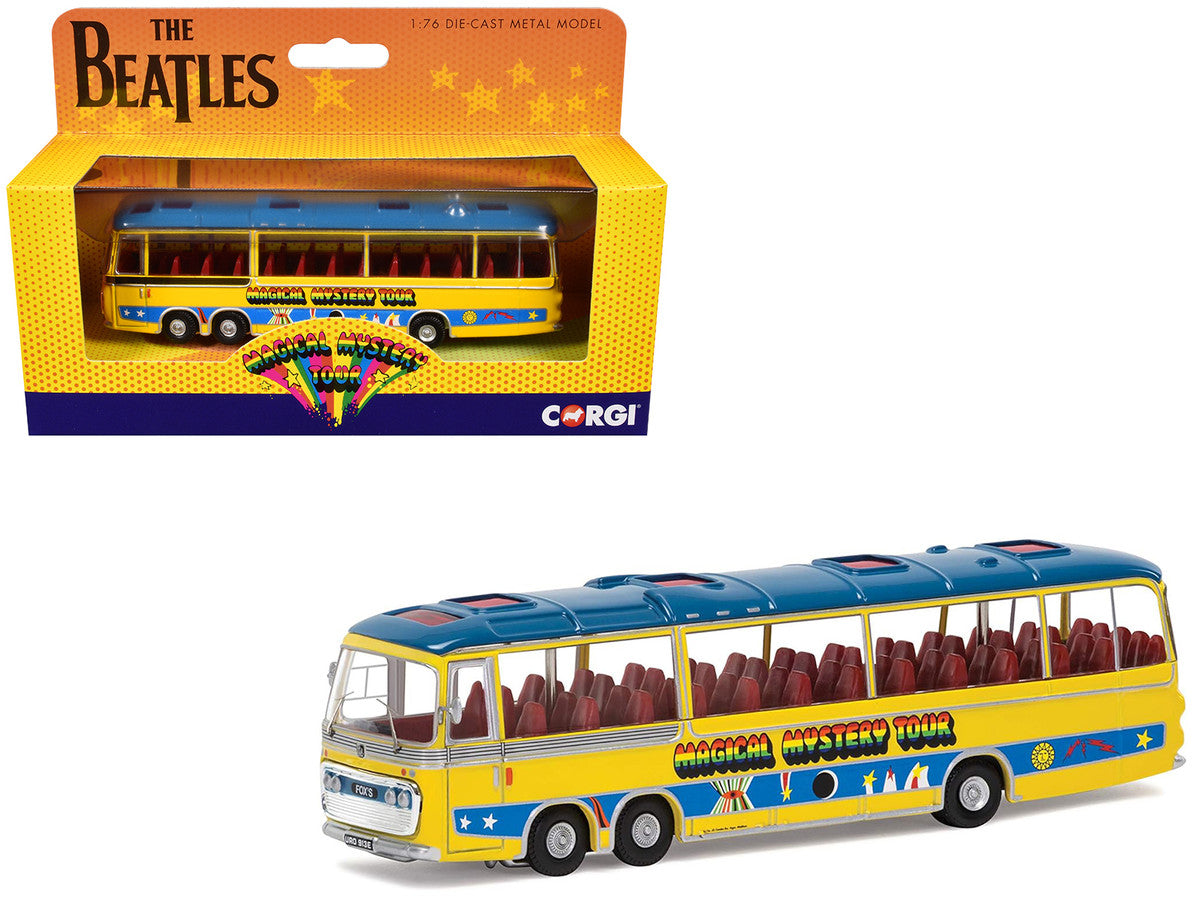 The Beatles "Magical Mystery Tour" Bus Yellow with Blue Top and Graphics Diecast Model Car by Corgi LuxuryLifeWay Online Store