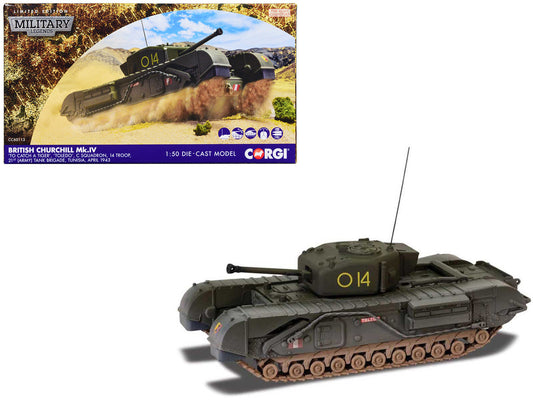 Churchill Mk.IV Tank "'To Catch a Tiger' 'Toledo' C Squadron 14 Troop 21st Army Tank Brigade Tunisia" (1943) British Royal Army "Military Legends" Series 1/50 Diecast Model by Corgi LuxuryLifeWay Online Store