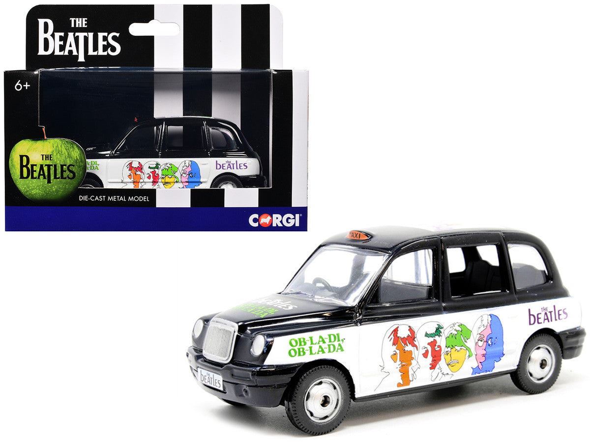 The Beatles London Taxi RHD (Right Hand Drive) "Ob-La-Di Ob-La-Da" Black and White with Graphics Diecast Model by Corgi LuxuryLifeWay Online Store