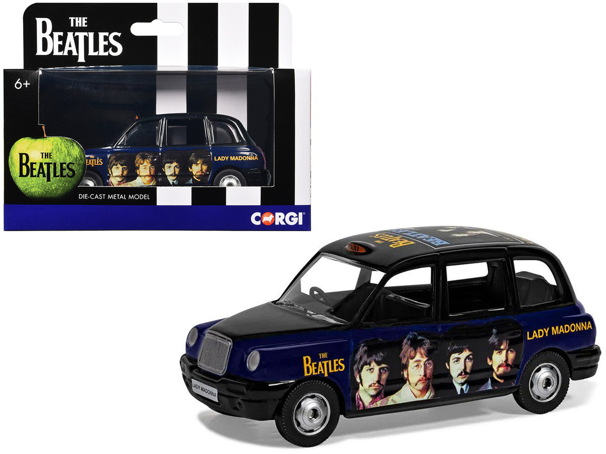 The Beatles London Taxi RHD (Right Hand Drive) "Lady Madonna" Black and Dark Blue with Graphics Diecast Model by Corgi LuxuryLifeWay Online Store